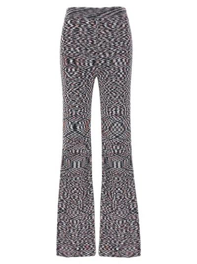 Missoni Flared Geometric Knit Trousers In Gray
