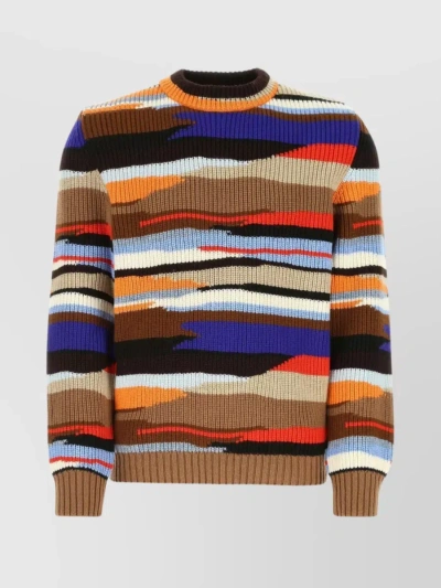 MISSONI INTRICATELY EMBROIDERED WOOL CREW-NECK