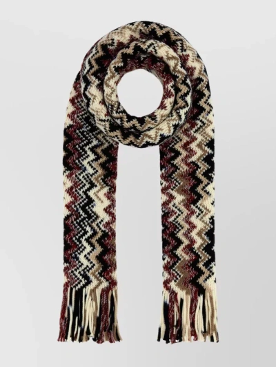 MISSONI INTRICATELY EMBROIDERED WOOL SCARF
