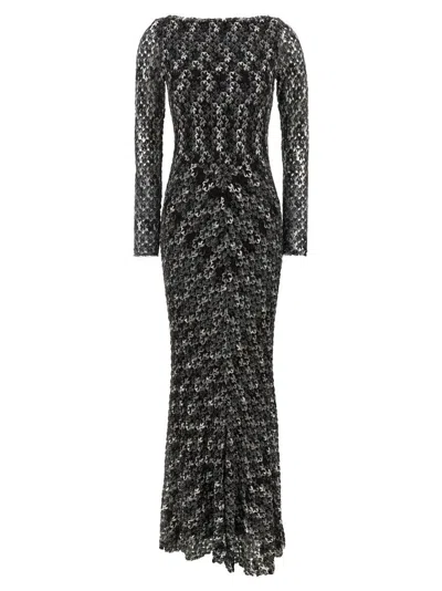 MISSONI INTRICATELY KNIT OPENWORK LUREX LONG DRESS
