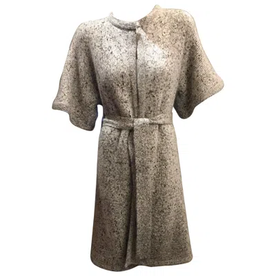 Pre-owned Missoni Italian Couture  Long Belted Cardigan Sweater Coat With Wide Half Sleeves In Gray