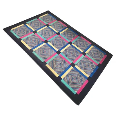 Pre-owned Missoni Italian Modern Black Wool Rectangular Carpet By , 1990s