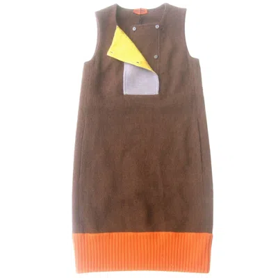 Pre-owned Missoni Italy Brown Wool Sleeveless Sheath Dress 21st Century