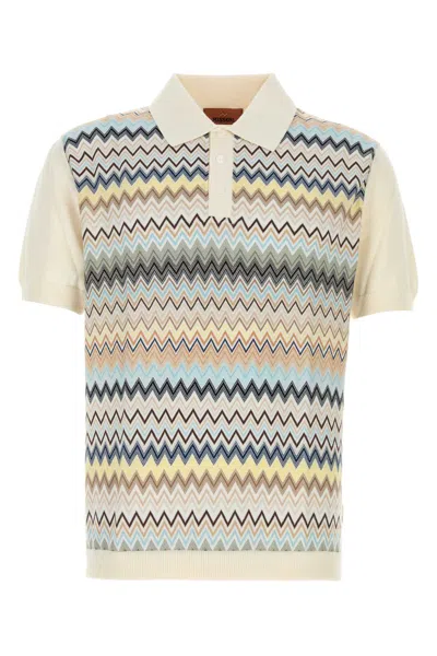 Missoni Ivory Cotton Polo Shirt In Multicolorwithwhite