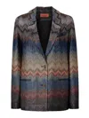 Missoni Einreiher-blazer Mit Schlangenmuster Und Lamé-fäden In Blue