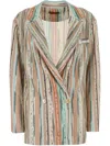 Missoni Striped Double-breasted Blazer Jacket In Grey