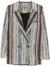 Missoni Multicolored Striped Double-breasted Lamé Blazer In Verde E Bianco