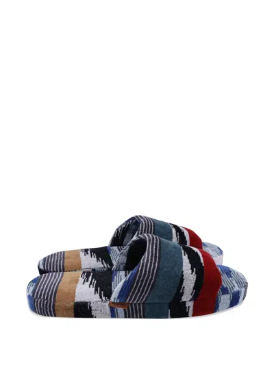 Pre-owned Missoni Jacquard Clint Slippers In Blue