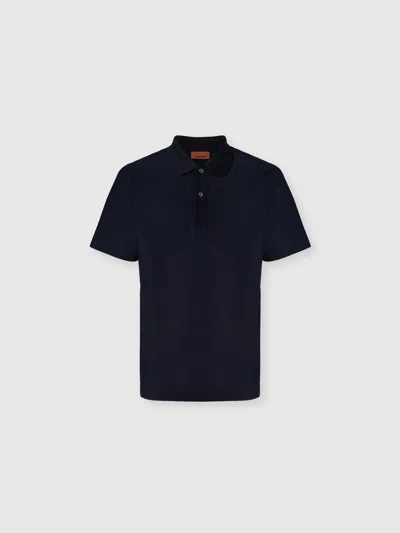 Missoni Jacquard Cotton Polo Shirt With Tone-on-tone Zigzag Design In Blue