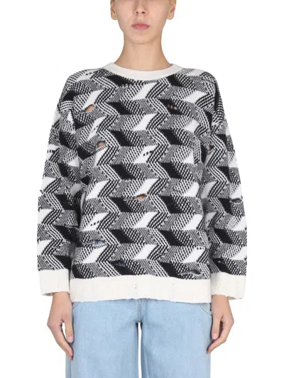 Missoni Jacquard Knit Cross-neck Sweater In Black
