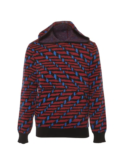 Pre-owned Missoni Jacquard Knit Hoodie In Red