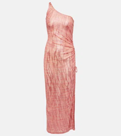 Missoni Jacquard One-shoulder Midi Dress In Pink