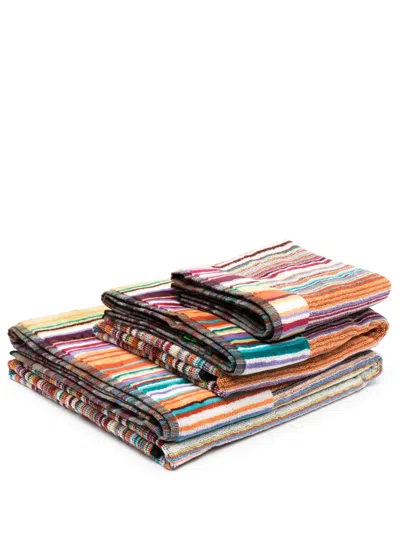 Missoni Stripe-print Blanket In Orange