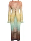 Missoni Longline Textured Knit Cardigan With Gradient Pattern In Mint/brown