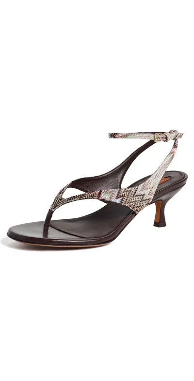 Missoni Jessie Sandals Raschel Snake Beige In Black
