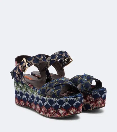 Missoni Julia Lamé Platform Sandals In Blue
