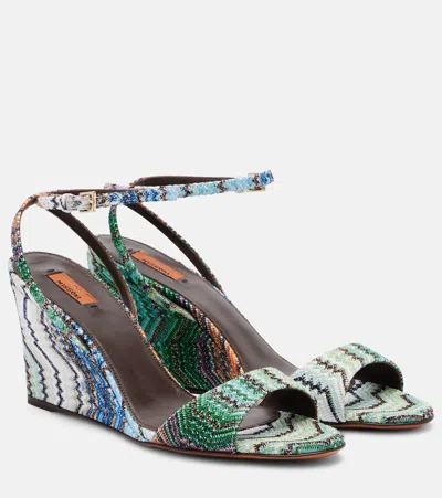 Missoni Julia Zigzag Lamé Wedges In Blue