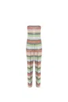 Missoni Long Bustier Jumpsuit In Gradient Zigzag Knit With Sequins In Kp