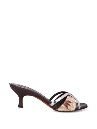 Missoni Kate Raschel-arabesque Strappy Sandals In Brown