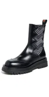Missoni Embroidered-design Boots In Calfskin Black/fabric Wave S