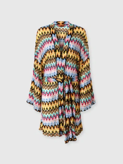 Missoni Kimono Cover-up In Lamé Viscose Lace With Belt In Multicoloured