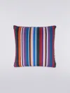 Missoni 40x40 Cm Shangai Wool Satin Cushion With Zig Zag Print In Blue