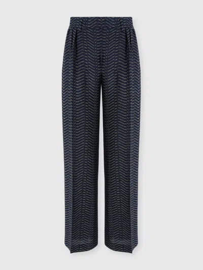 Missoni Klassische Hose Aus Viskose-lamé Mit Greek-key-muster In Blue