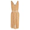 Missoni Knit Belted Dress In Beige Linen In Beige