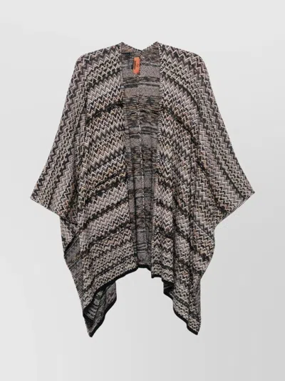 Missoni Knit Cape With Chevron Pattern And Draped Design In Black