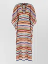 Missoni Long Caftan Cover-up With Micro Pixel-effect Zigzag Pattern In Multi