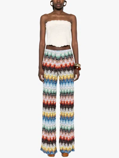 Missoni Knit Elastic Waistband Trouser In Multicolor