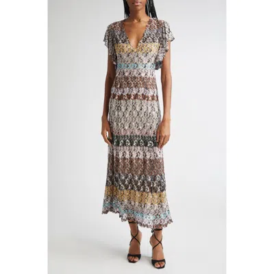 Missoni Knit Metallic Lace Maxi Dress In Multi