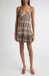 Missoni Knit Metallic Lace Minidress In Brown