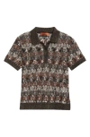 Missoni Knit Metallic Lace Polo In Brown