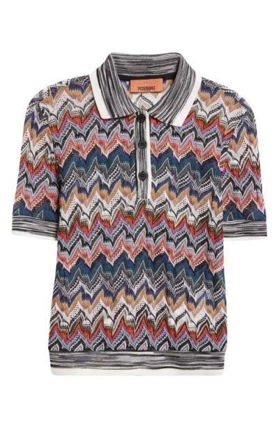 Missoni Knit Metallic Lace Polo In Multi