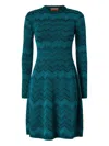 Missoni Long Sleeve Short Dress With Chevron Pattern In Multi