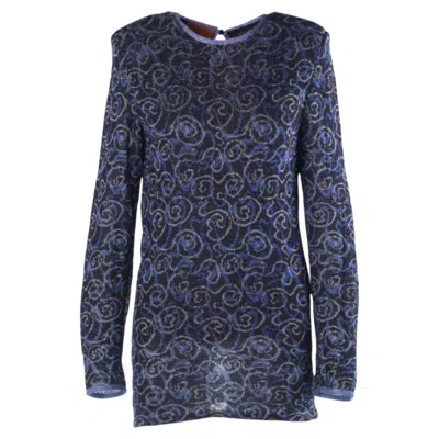 Pre-owned Missoni Knit Mini Dress Blue & Silver - '00s