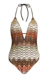 Missoni Knit One-piece Swimsuit In Brown