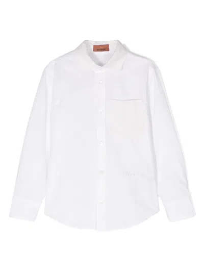 Missoni Kids' Knit-panels Cotton Shirt In 白色