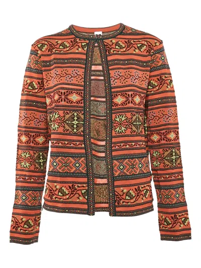 Pre-owned Missoni Knit Pattern Cardigan In Orange