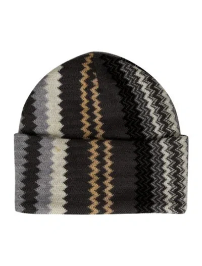 Pre-owned Missoni Knit Patterned Beanie In Gray