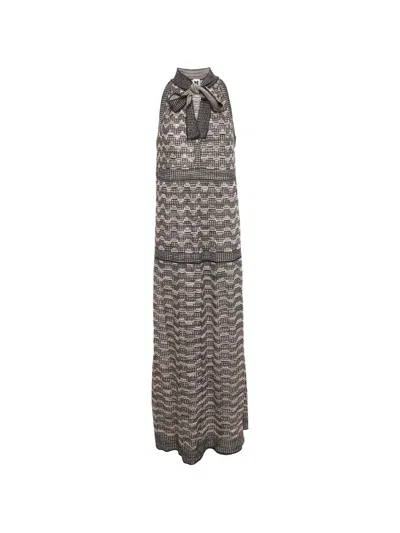 Pre-owned Missoni Knit Tie-neck Dress In Black
