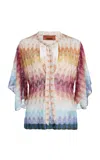 Missoni Tie-detailed Striped Crochet-knit Blouse In Multi
