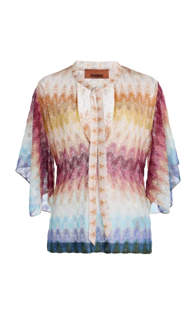 Missoni Knit Tie-neck Top In Multi