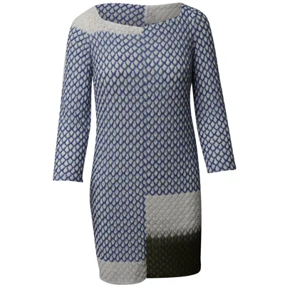 Missoni Knitted Asymmetric Pattern Dress In Blue Rayon