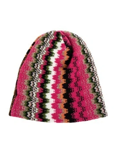 Pre-owned Missoni Knitted Beanie Hat In Pink
