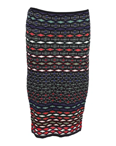 Missoni Knitted Bodycon Midi Skirt In Multicolor Viscose