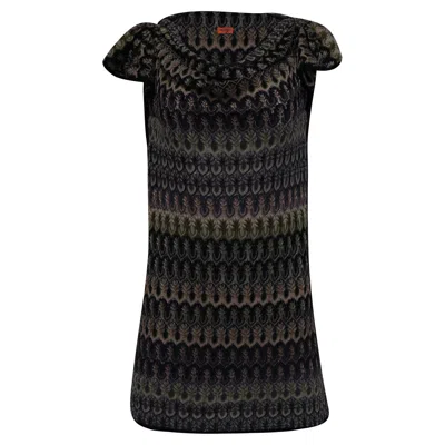 Missoni Knitted Cap Sleeve Mini Dress In Multicolor Viscose In Black