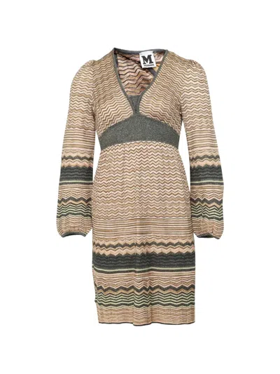 Pre-owned Missoni Knitted Chevron Dress In Neutral