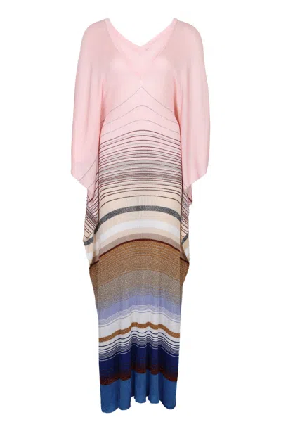 Missoni Knitted Cover Up Blue Beige In Multi